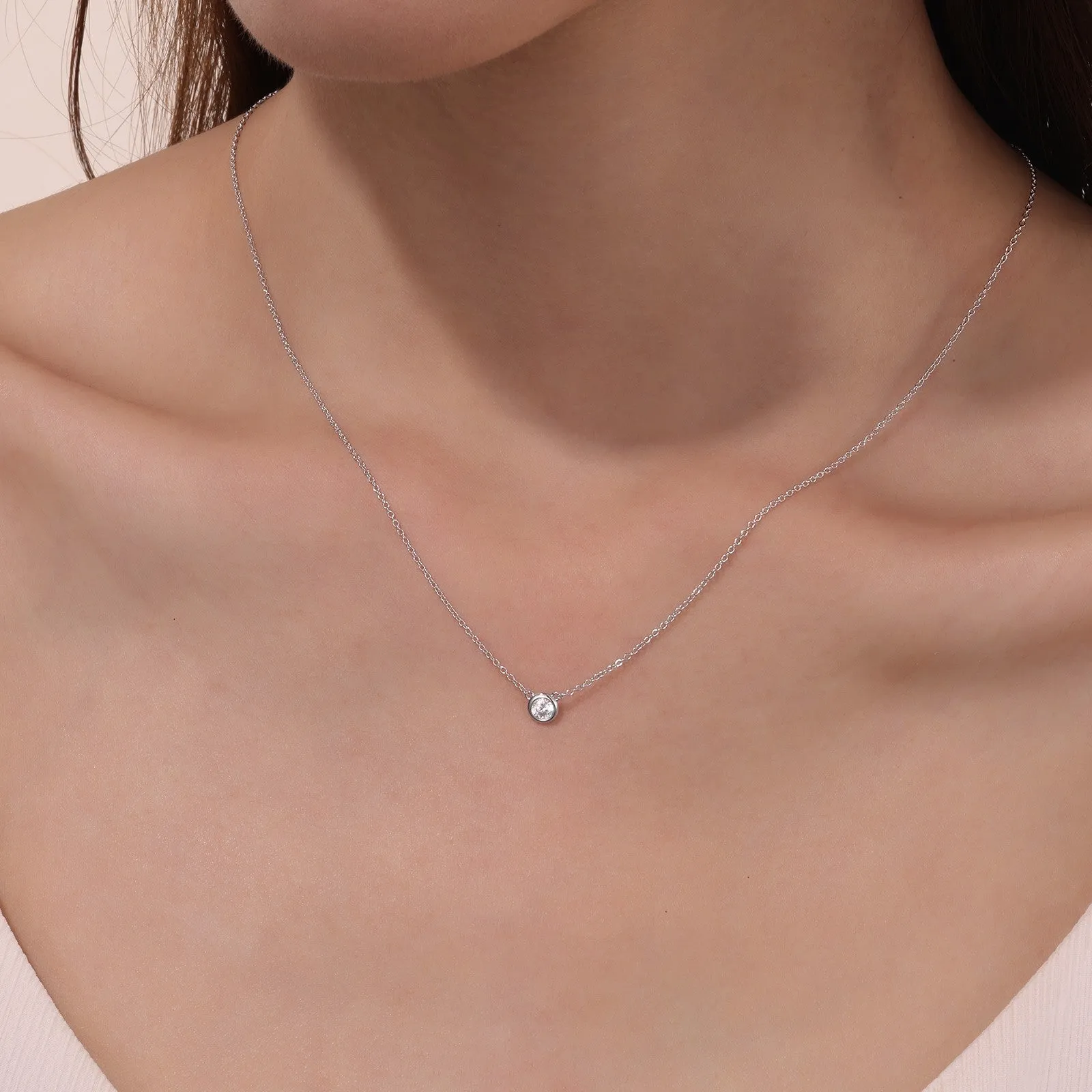 0.45 CTW Bezel-set Solitaire Necklace