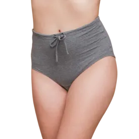 100% Organic Cotton Women's Drawstring Elastic Free Panties - High Waisted Cotton Brief Panties - 2 Pack