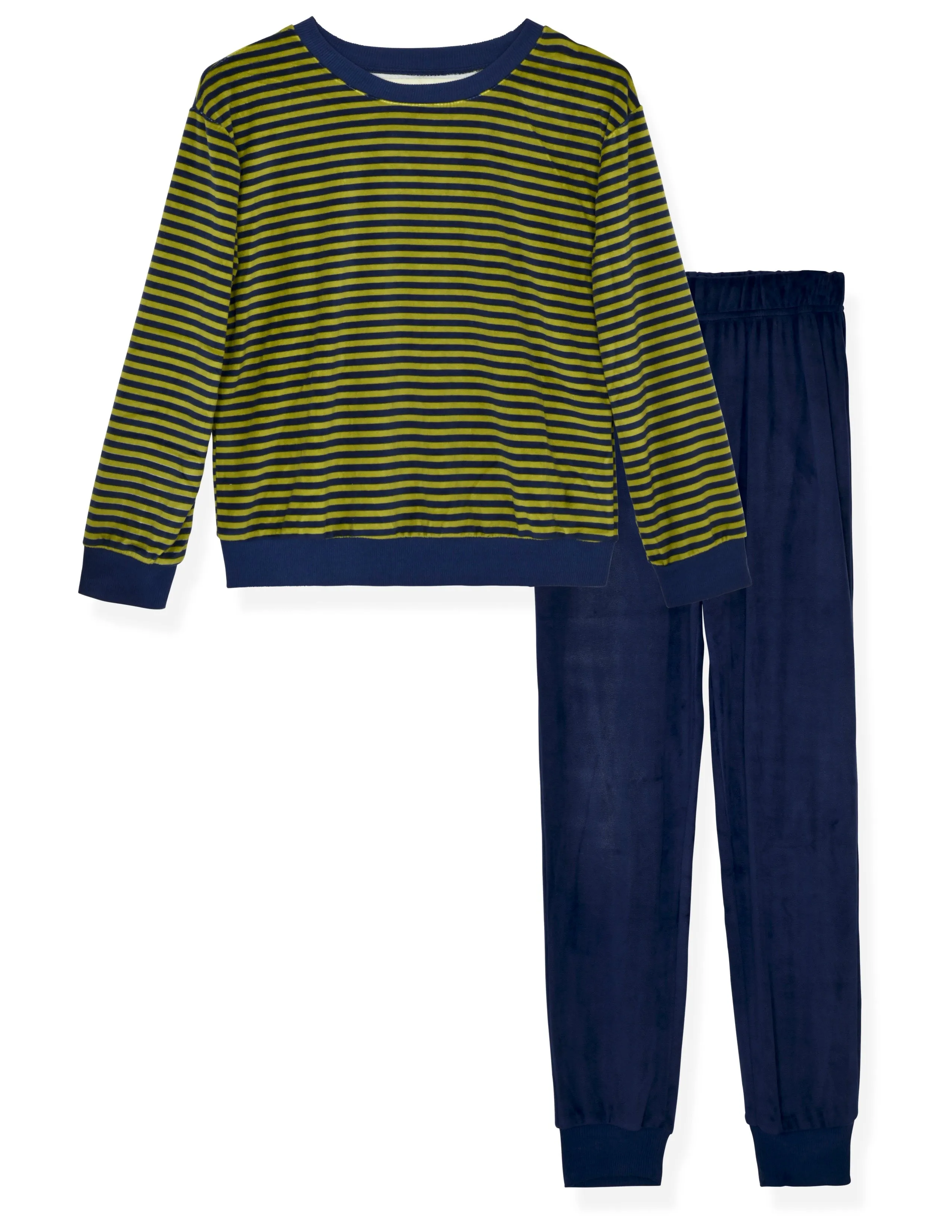 2-Piece Boys Velour Pajama Sets- Stripes, Green & Blue Pajama Sets for Toddlers & Boys