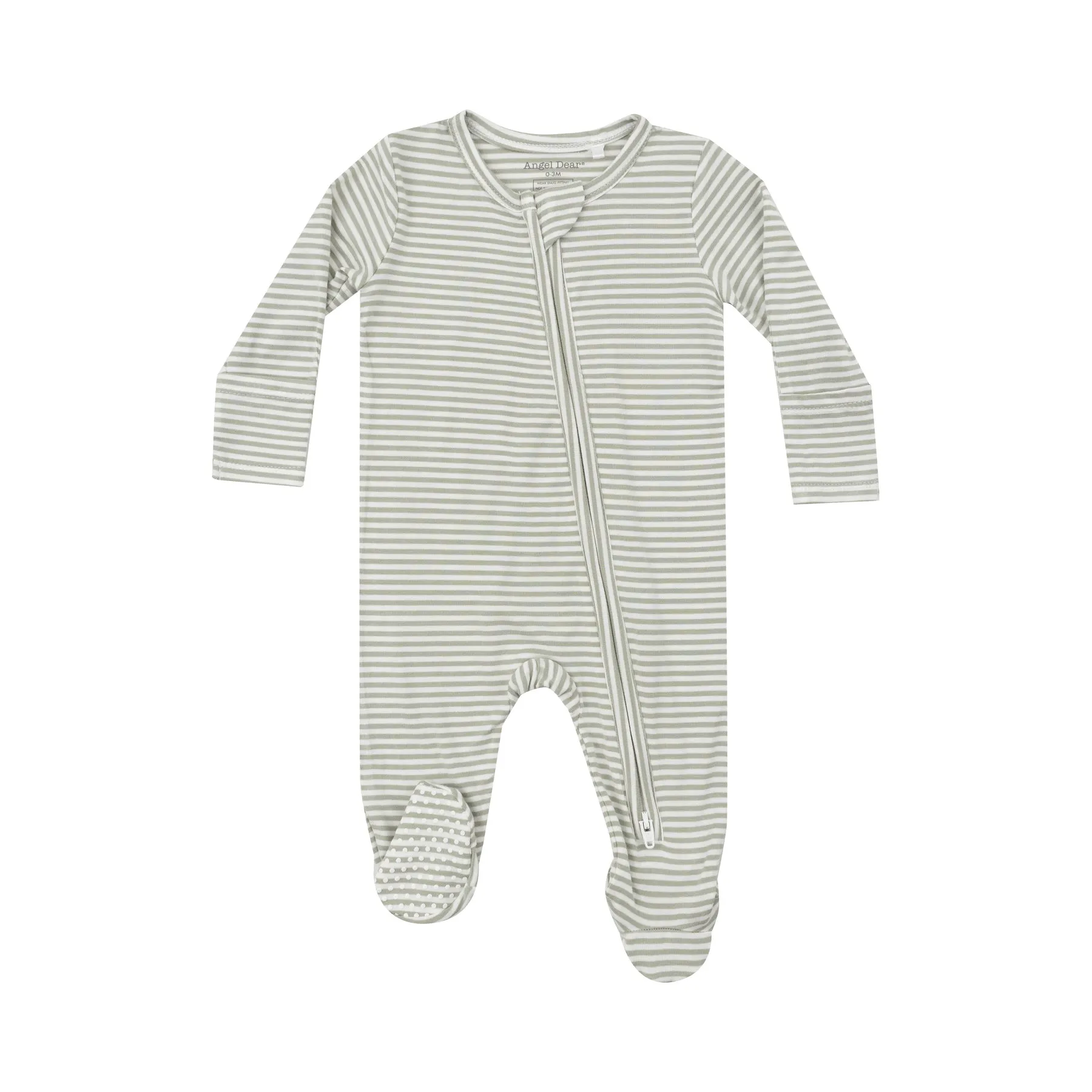 2-Way Zipper Footie - Desert Green Stripe by Angel Dear