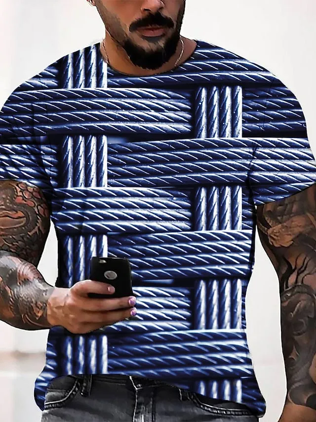 3D Print Graphic Men's Tee in Green Blue Brown Gray - Trendy Casual Comfort Fashion for Summer