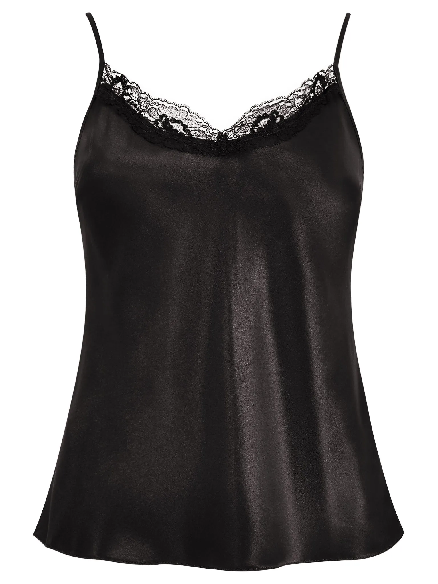Audrey Silk Bias Cut Camisole with Lace Trim