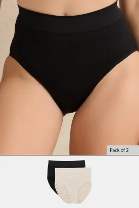 Black/Nude 2 Pack High Leg Shapewear Brief