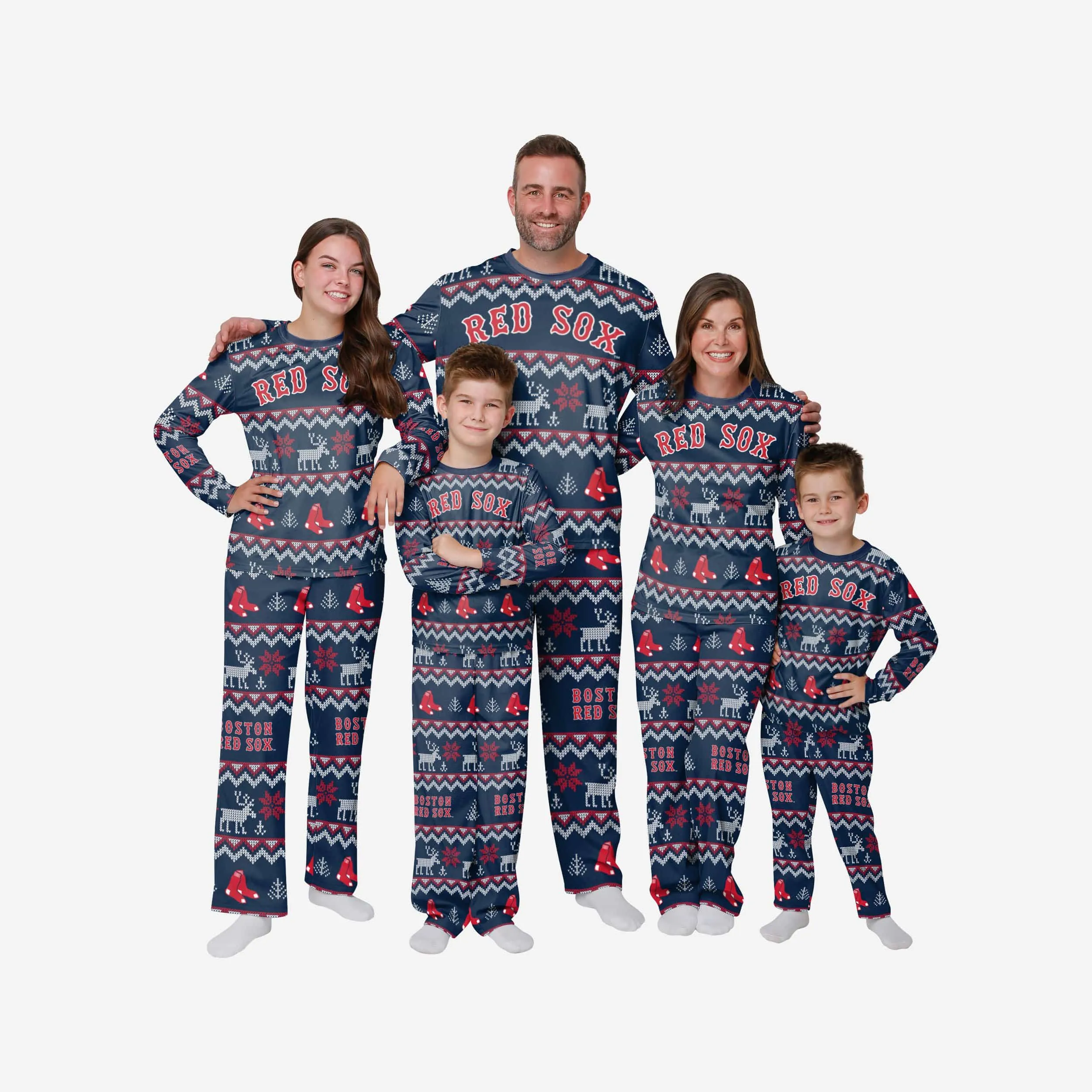 Boston Red Sox Youth Ugly Pattern Family Holiday Pajamas