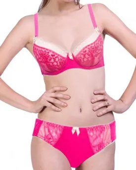 Bridal Pink & White 801623 Single Padded Bra Panty Set - By Senselle