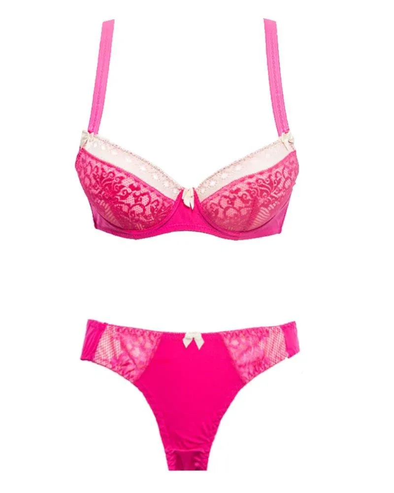 Bridal Pink & White 801623 Single Padded Bra Panty Set - By Senselle