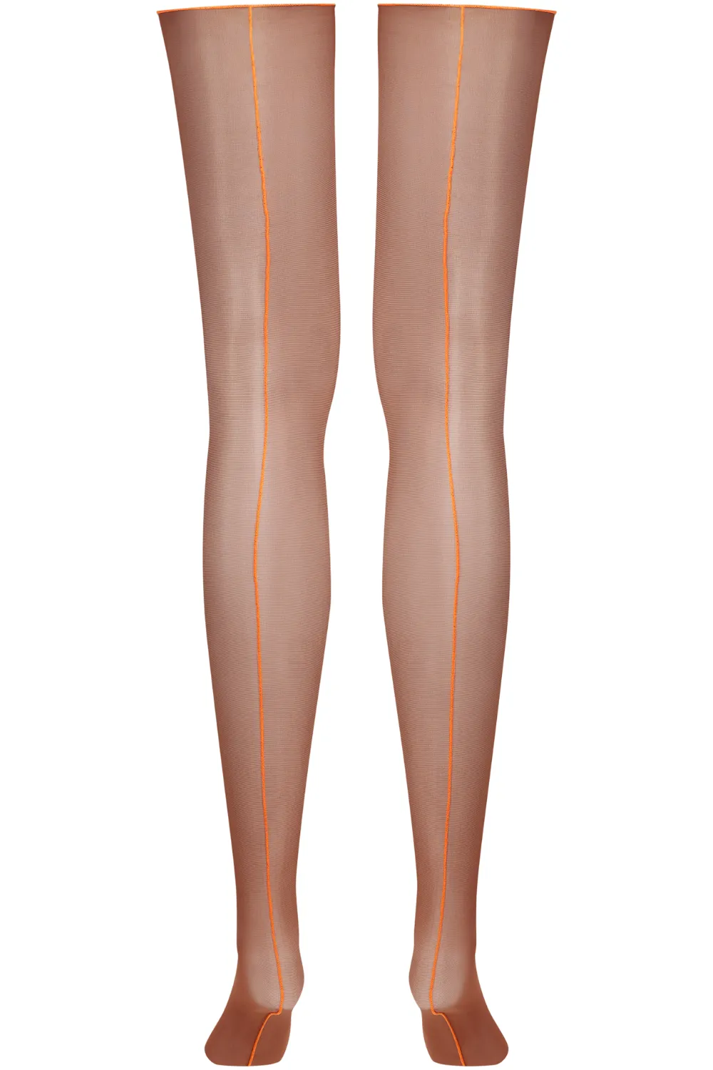 Brown Cut & Curled Orange Seam Stockings 20 Denier