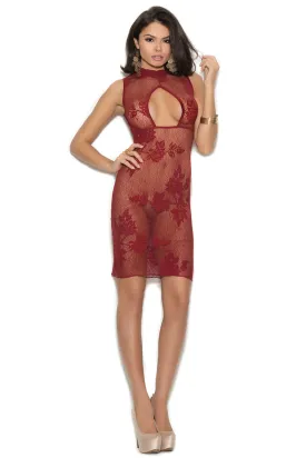 Burgundy Lace Keyhole Chemise