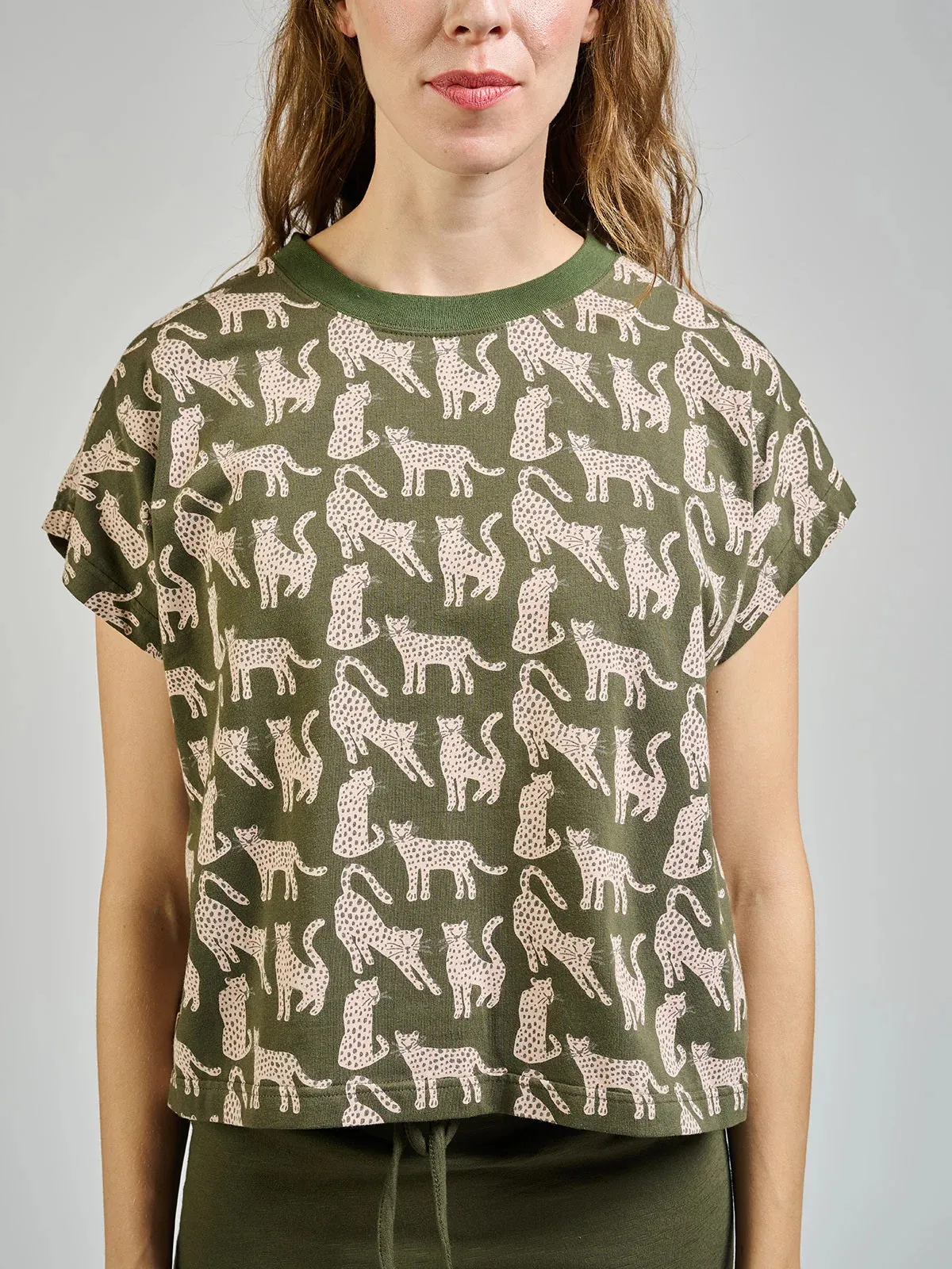 Caitlin Top - Leopard Green