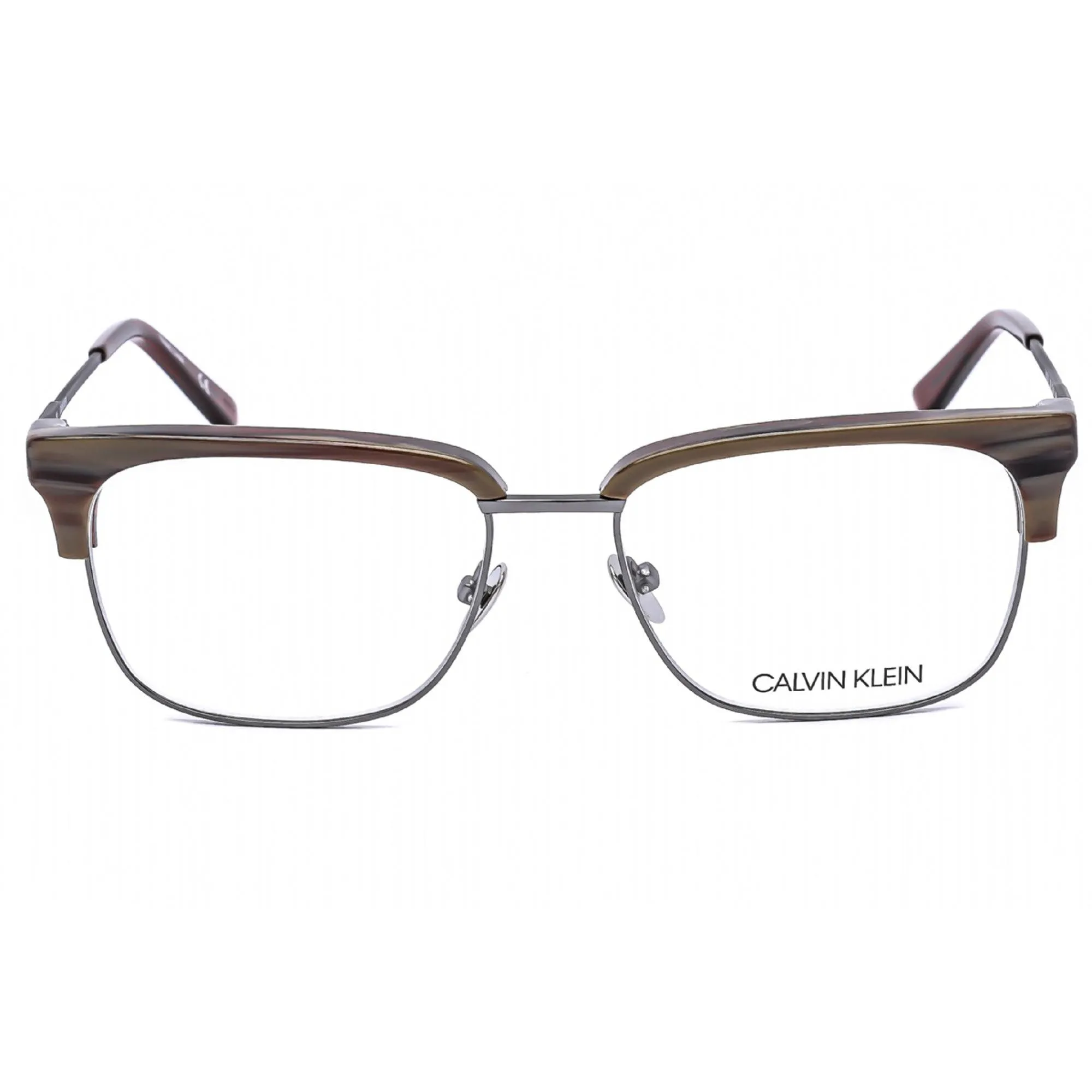 Calvin Klein Men's Eyeglasses - Chocolate Horn Metal Frame Clear Lens | CK18124 209