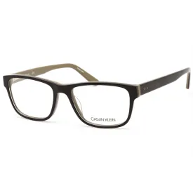 Calvin Klein Men's Eyeglasses - Dark Brown/Beige Rectangular Full Rim | CK18540 203