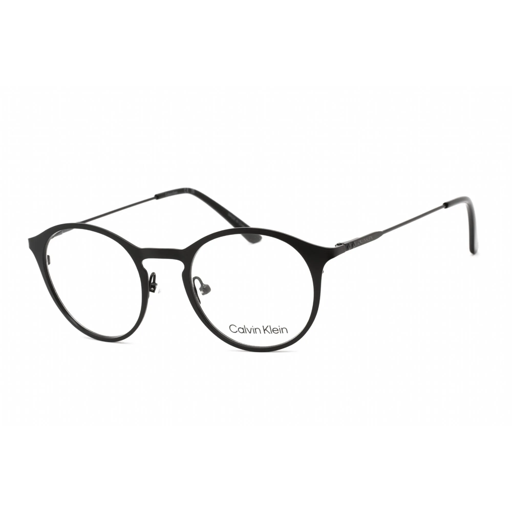Calvin Klein Men's Eyeglasses - Full Rim Round Matte Black Metal Frame | CK20112 001