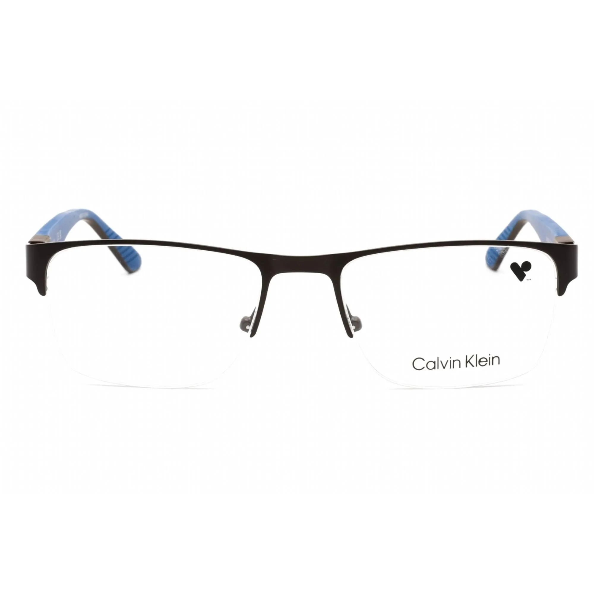 Calvin Klein Men's Eyeglasses - Matte Brown Half Rim Frame Clear Lens | CK21304 201