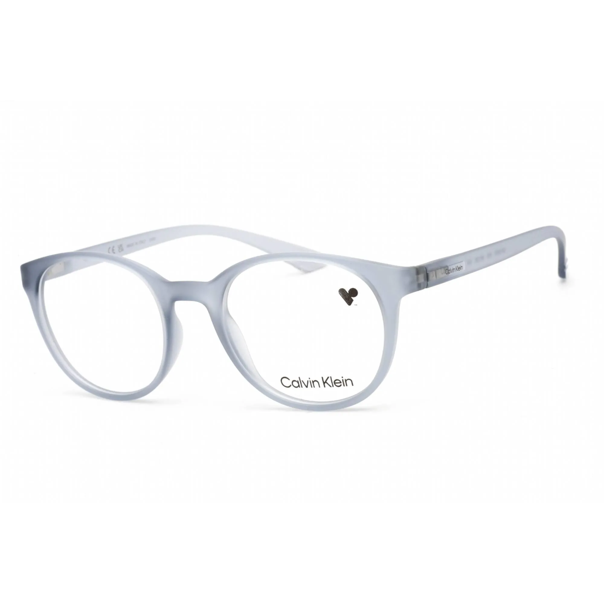 Calvin Klein Unisex Eyeglasses - Matte Crystal Smoke Plastic Round Frame | CK19570 070