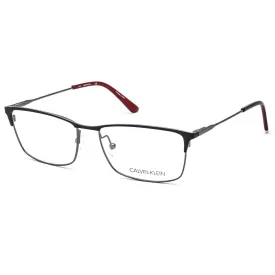 Calvin Klein Unisex Eyeglasses - Satin Black Rectangular Metal Frame | CK18122 001