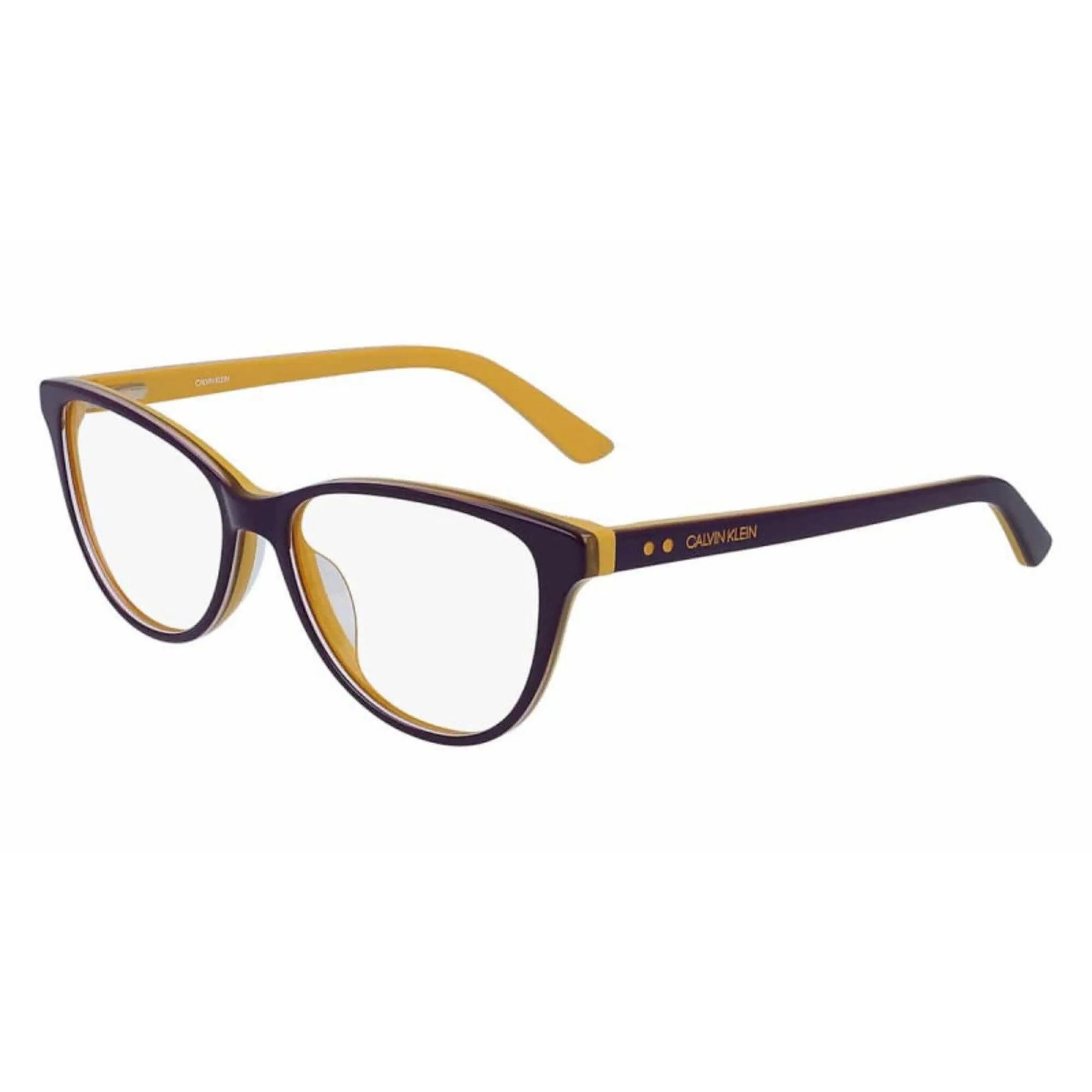 Calvin Klein Women's Eyeglasses - Dark Purple/Maize Cat Eye | CALVIN KLEIN CK19516 502