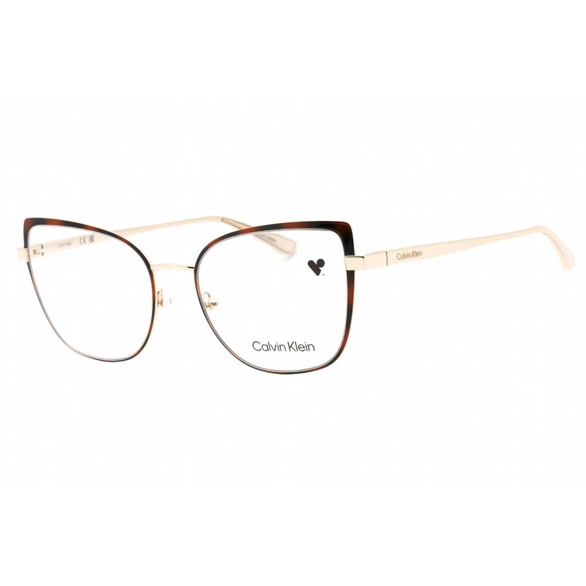 Calvin Klein Women's Eyeglasses - Havana Gold Cat Eye Frame Clear Lens | CK22101 213
