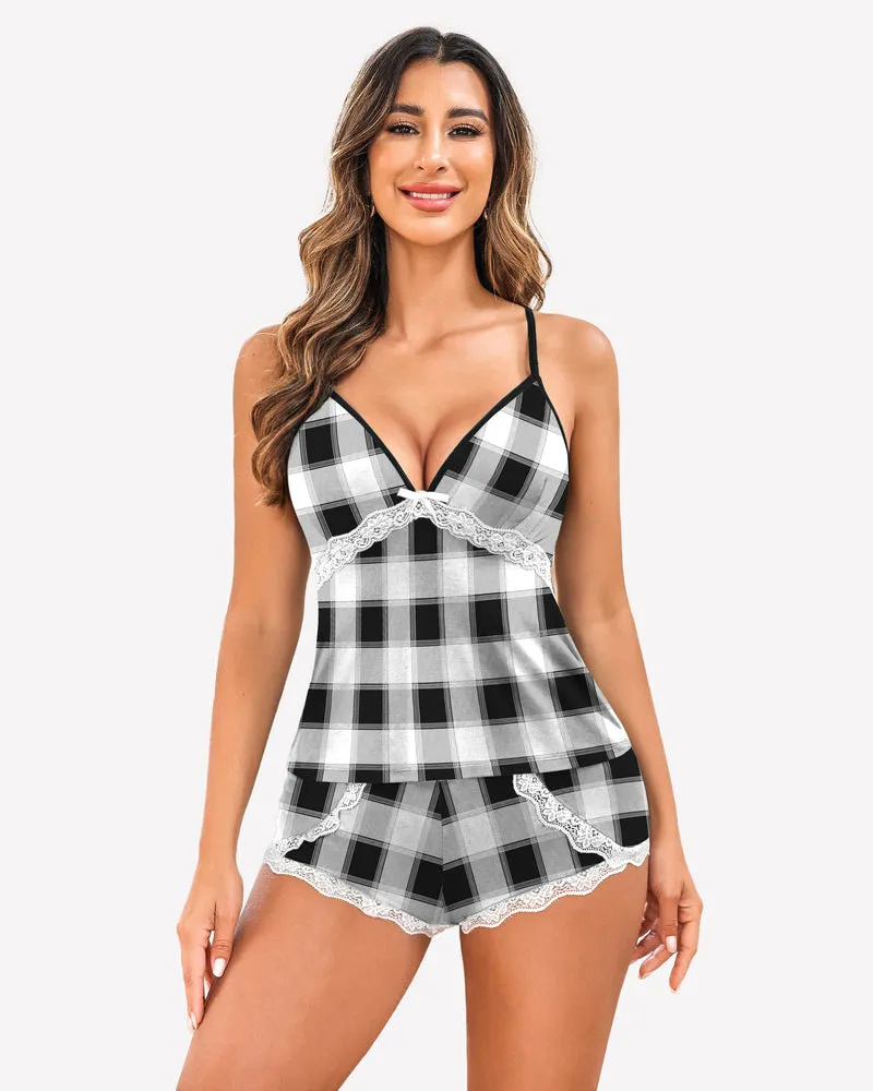 Cami Set Lace Trim Short Pjs Sets