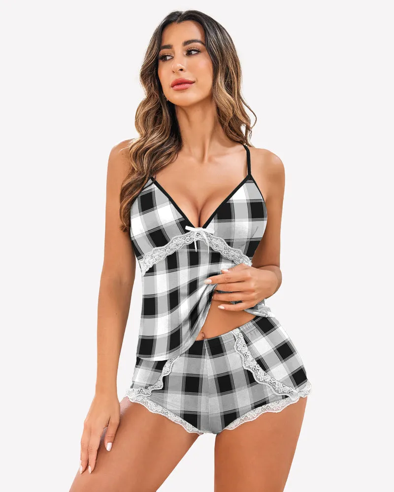 Cami Set Lace Trim Short Pjs Sets