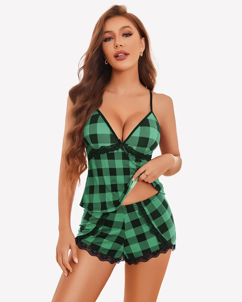 Cami Set Lace Trim Short Pjs Sets
