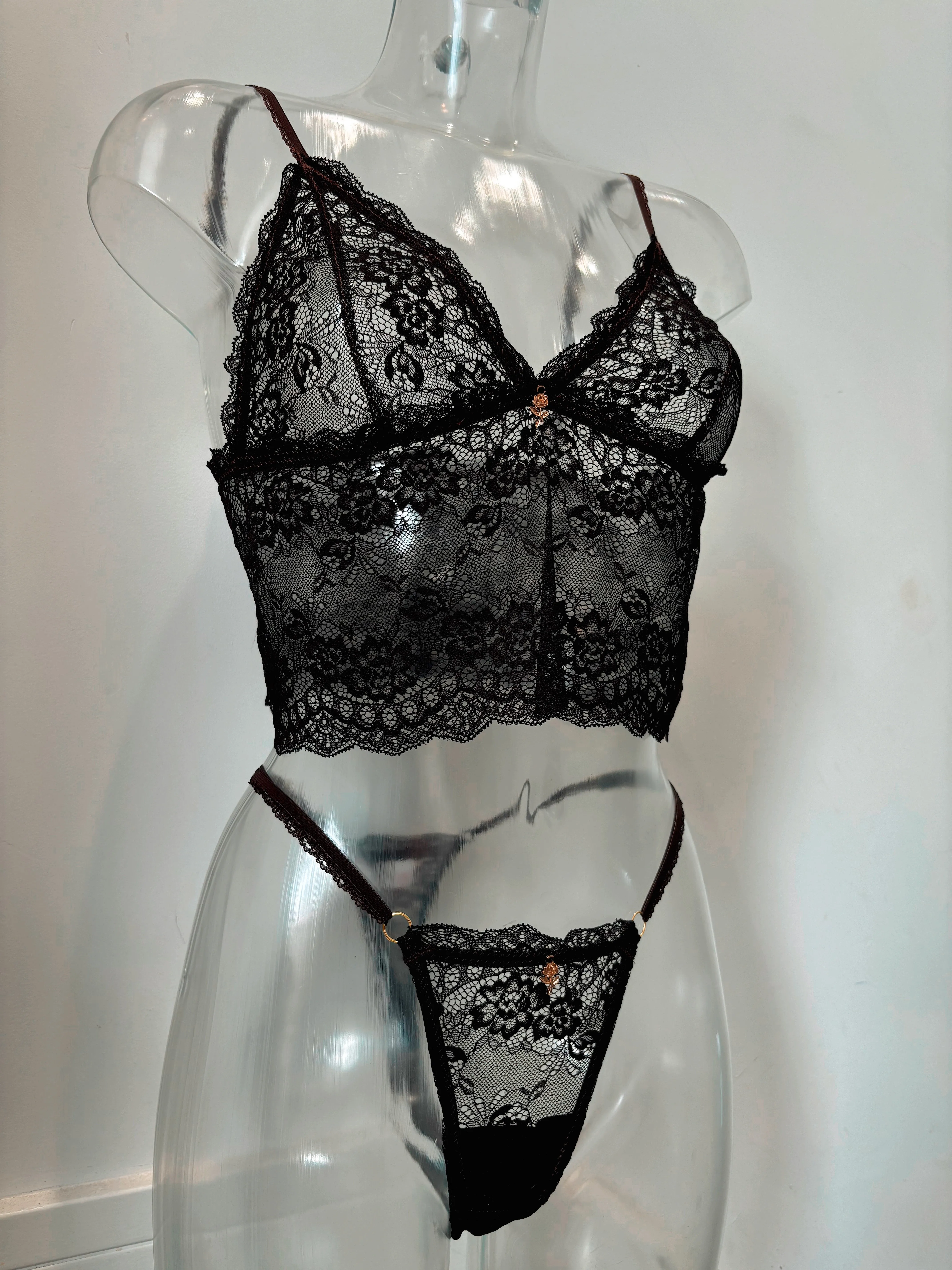 Chocolate Lace Lingerie Set