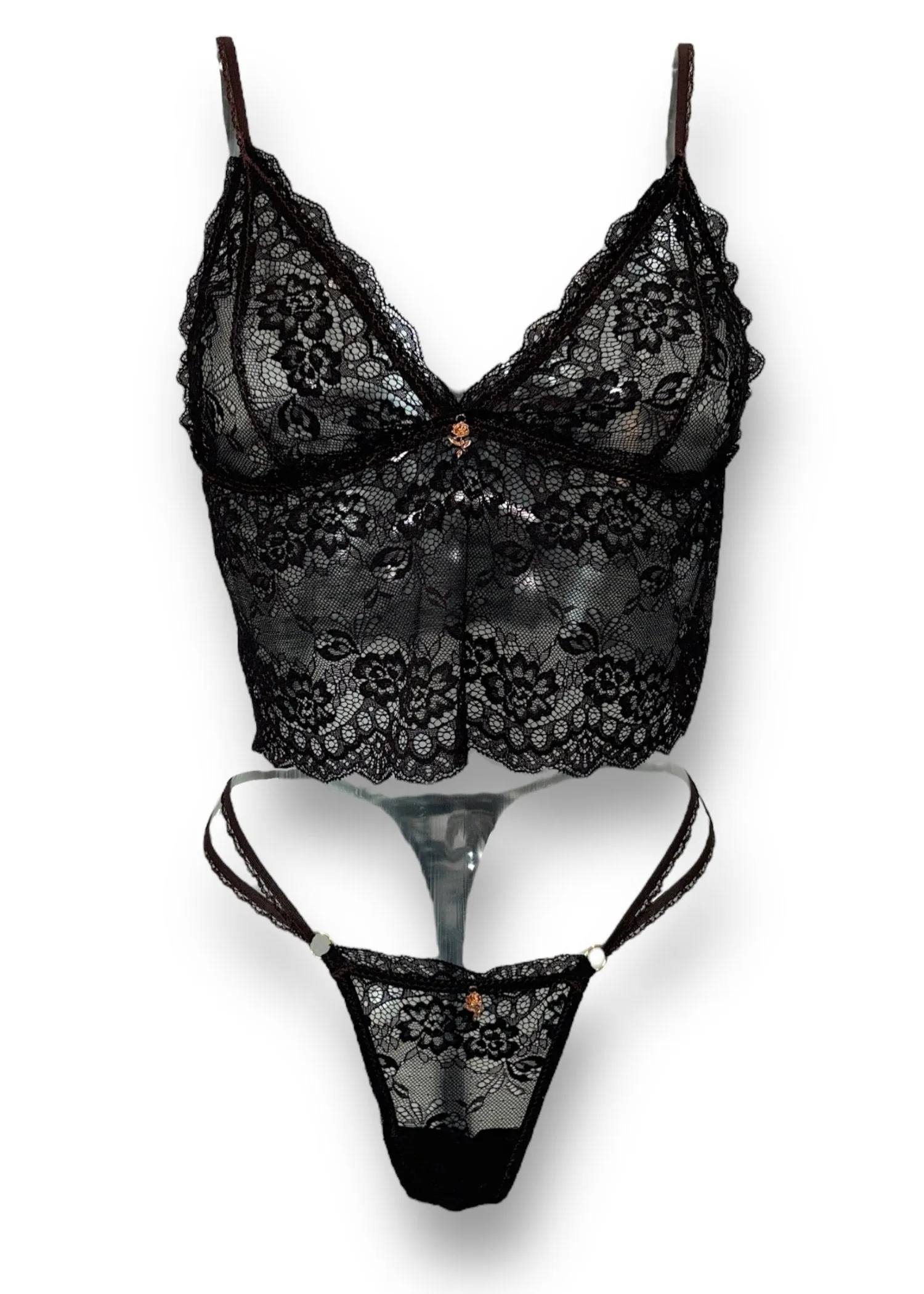 Chocolate Lace Lingerie Set