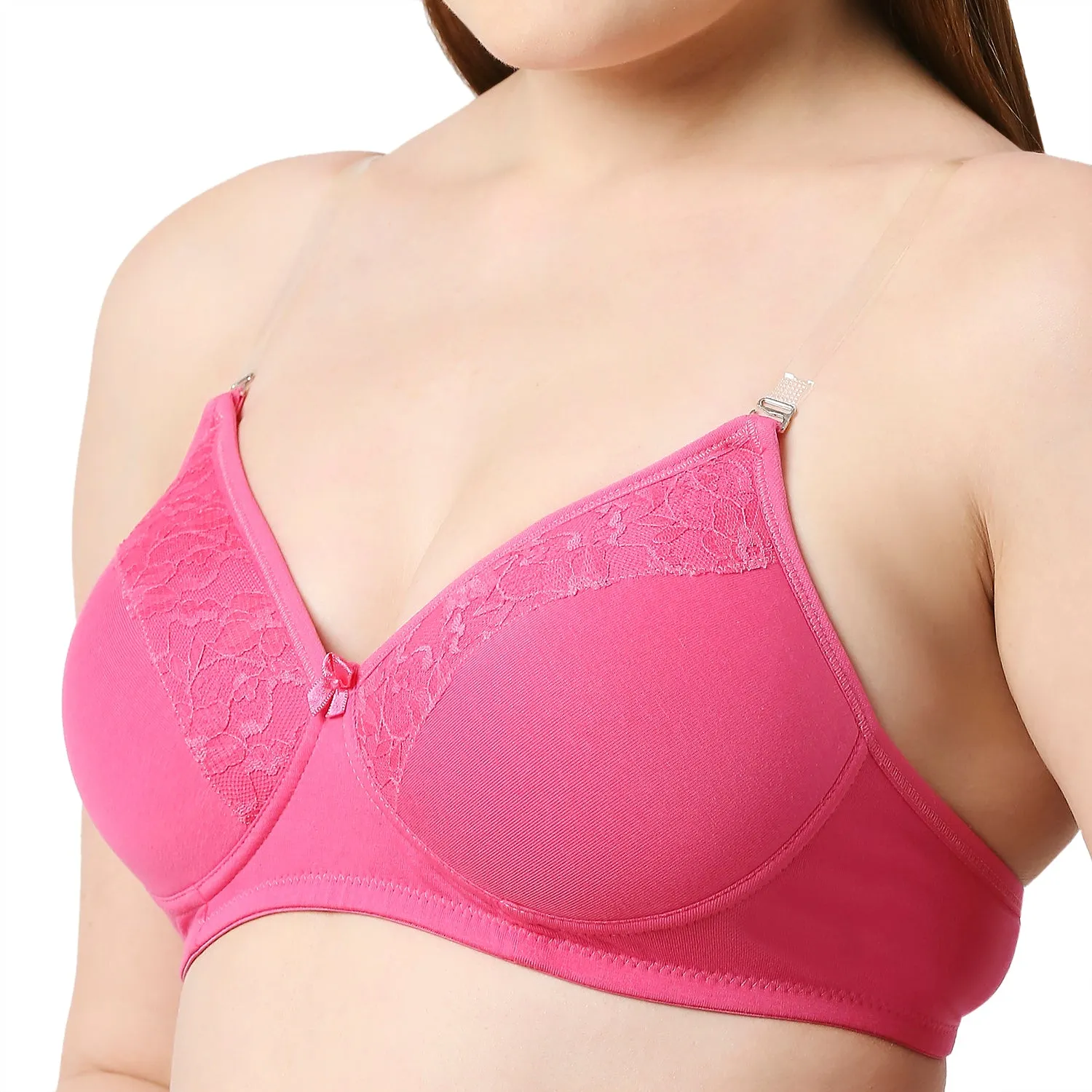 Click-Padded Solid Cotton Spandex T-shirt Bra Rani