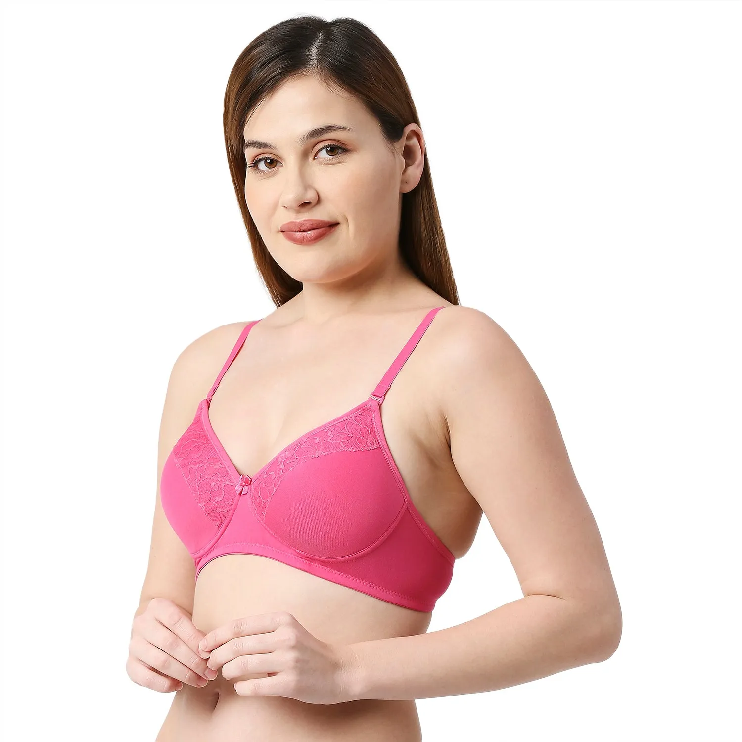 Click-Padded Solid Cotton Spandex T-shirt Bra Rani