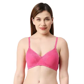 Click-Padded Solid Cotton Spandex T-shirt Bra Rani
