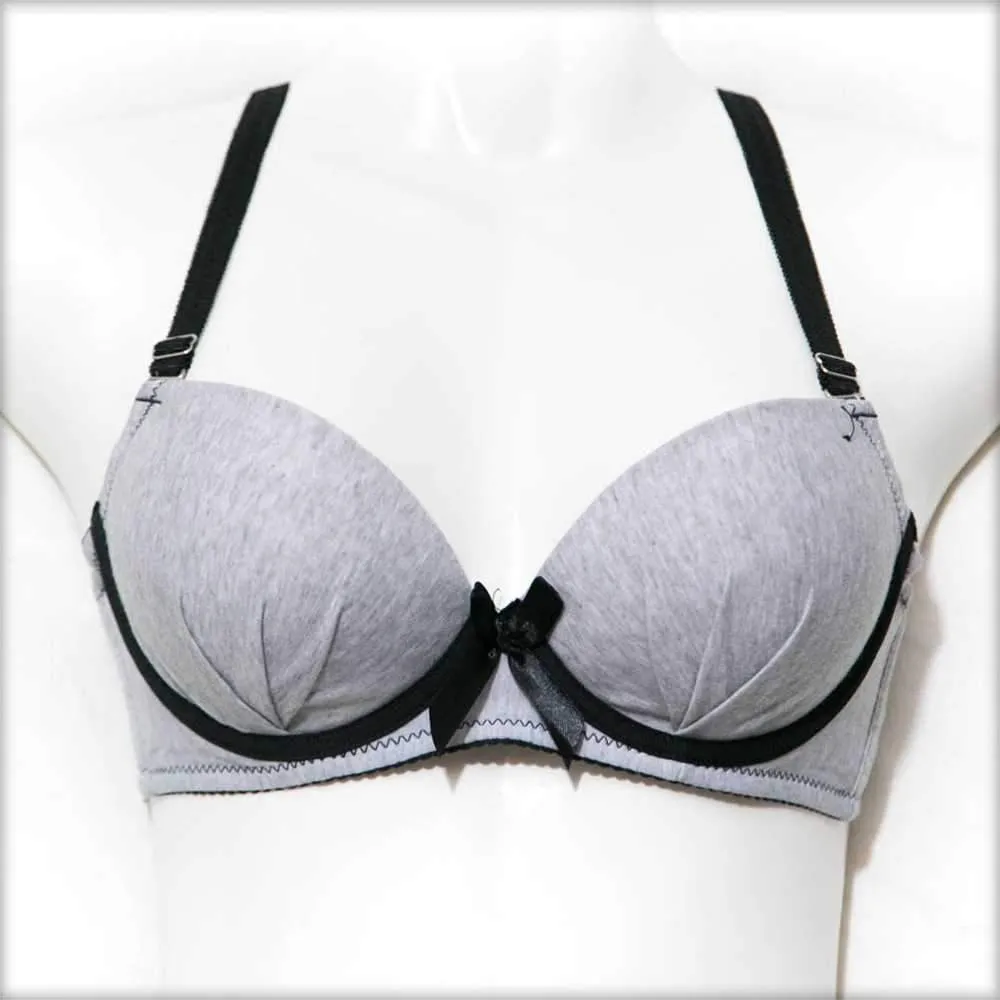 College Girl Pushup Bra Grey & Black