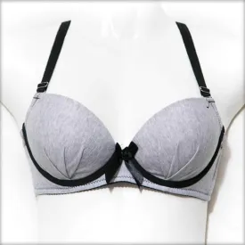 College Girl Pushup Bra Grey & Black
