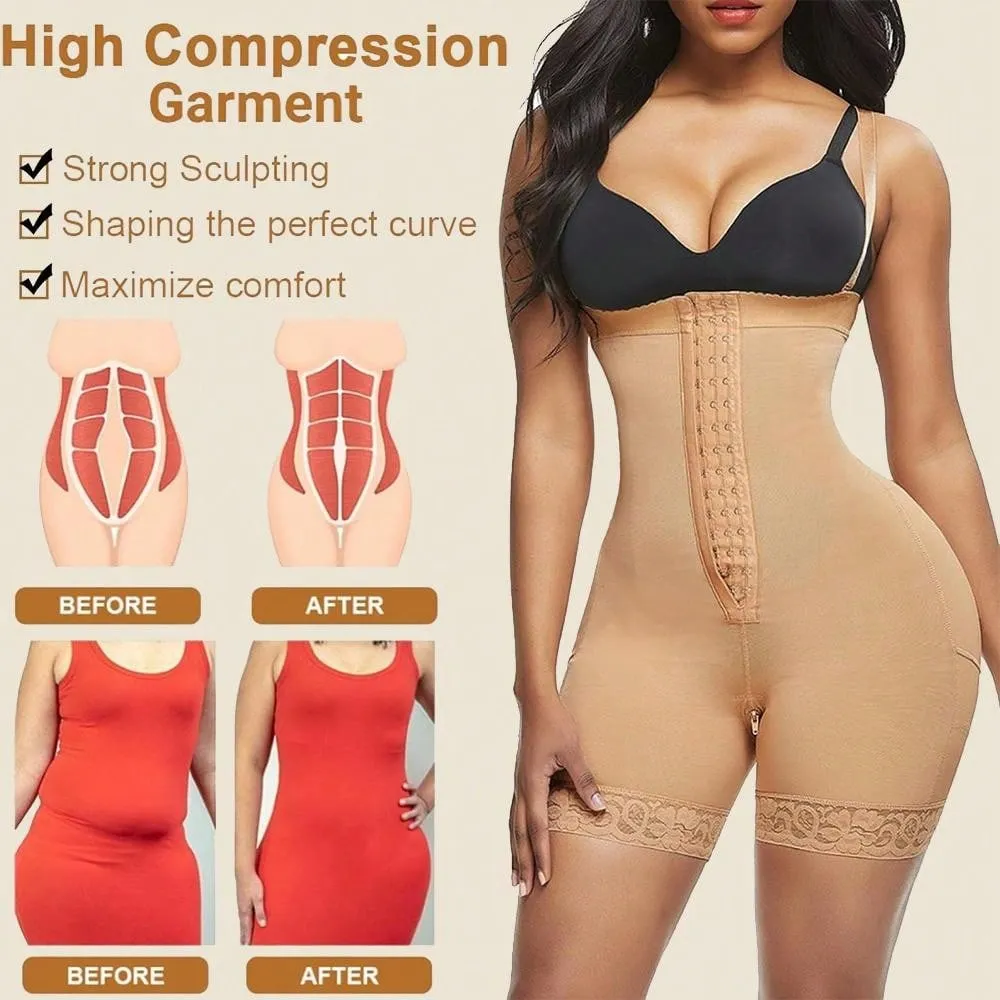 Compressing Full Shapewear Bodysuit Plus Size High Waist Body Shaper
