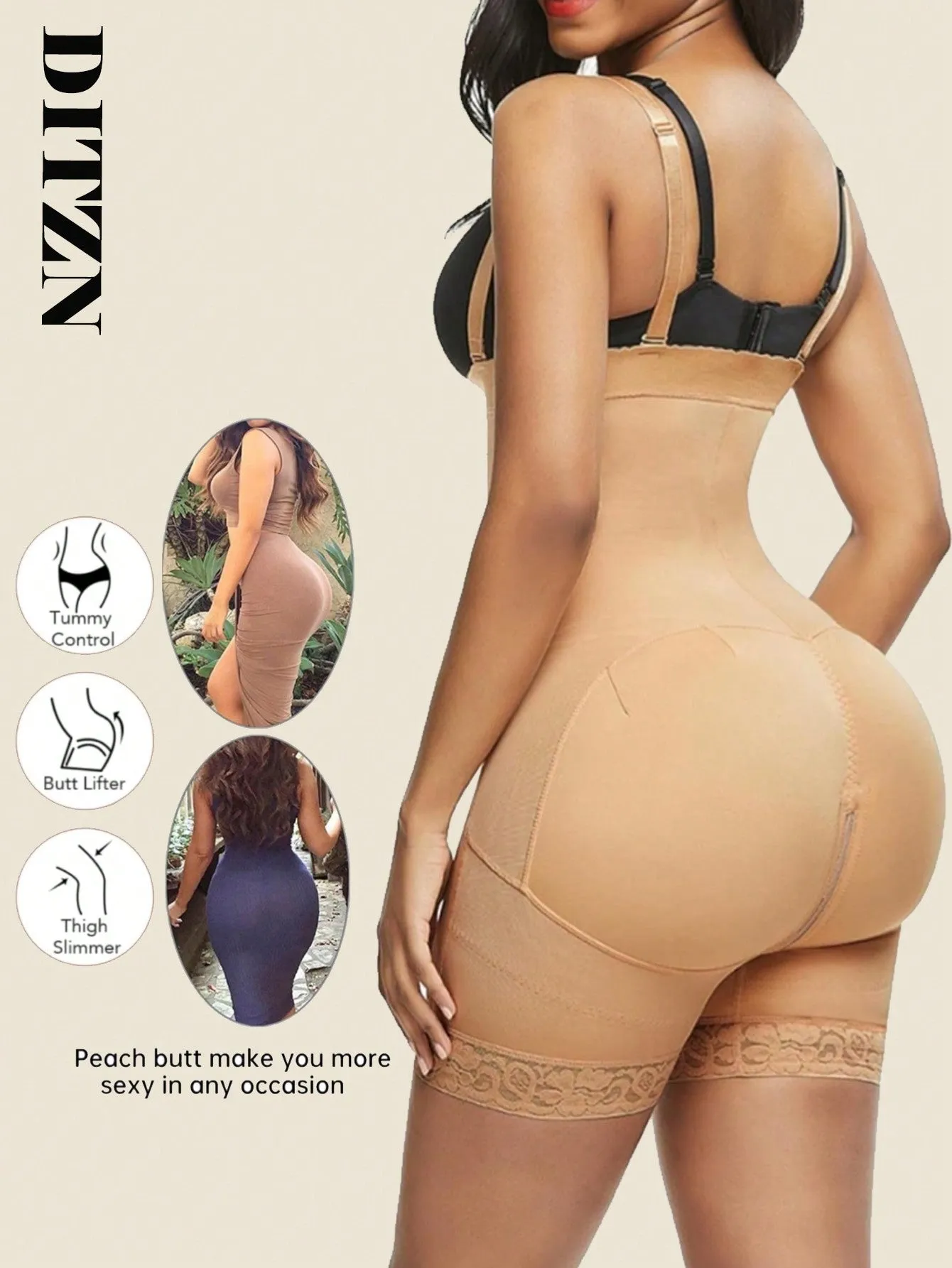 Compressing Full Shapewear Bodysuit Plus Size High Waist Body Shaper