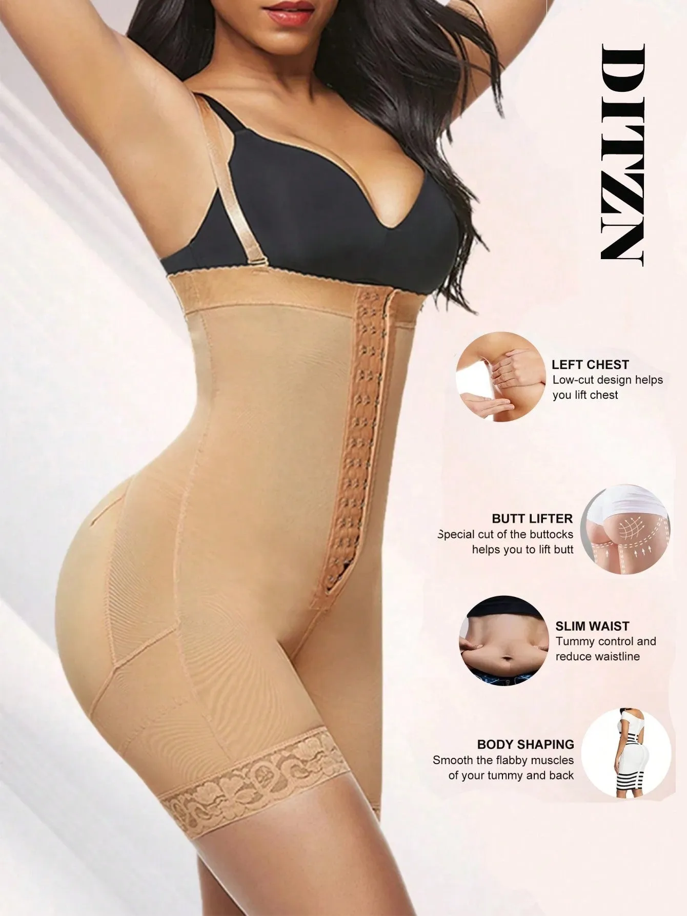 Compressing Full Shapewear Bodysuit Plus Size High Waist Body Shaper