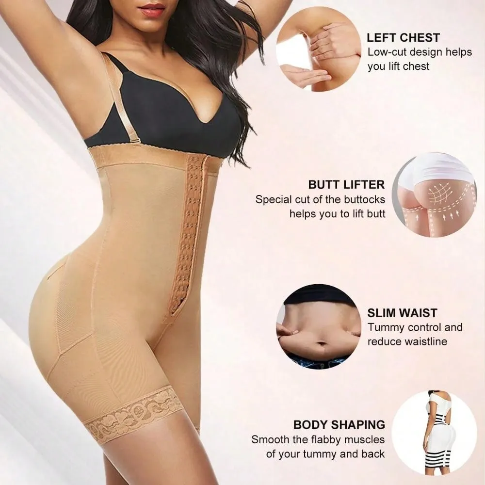 Compressing Full Shapewear Bodysuit Plus Size High Waist Body Shaper
