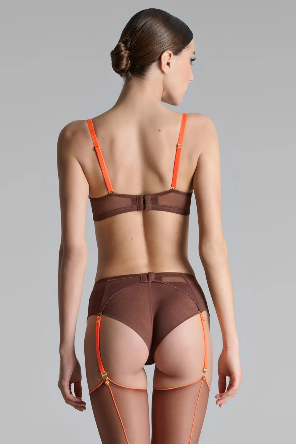 Corps à Corps Suspender Belt Brown/Neon Orange