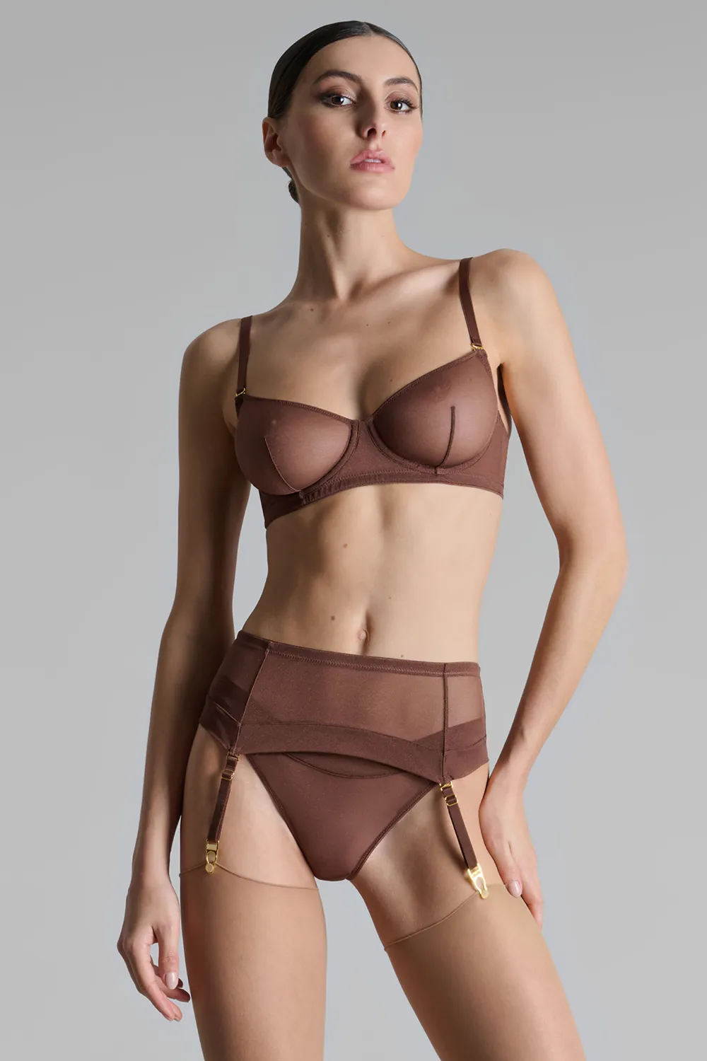 Corps à Corps Suspender Belt Brown/Neon Orange