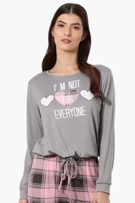 Cuddly Canuckies I'm Not For Everyone Print Pajama Top - Grey