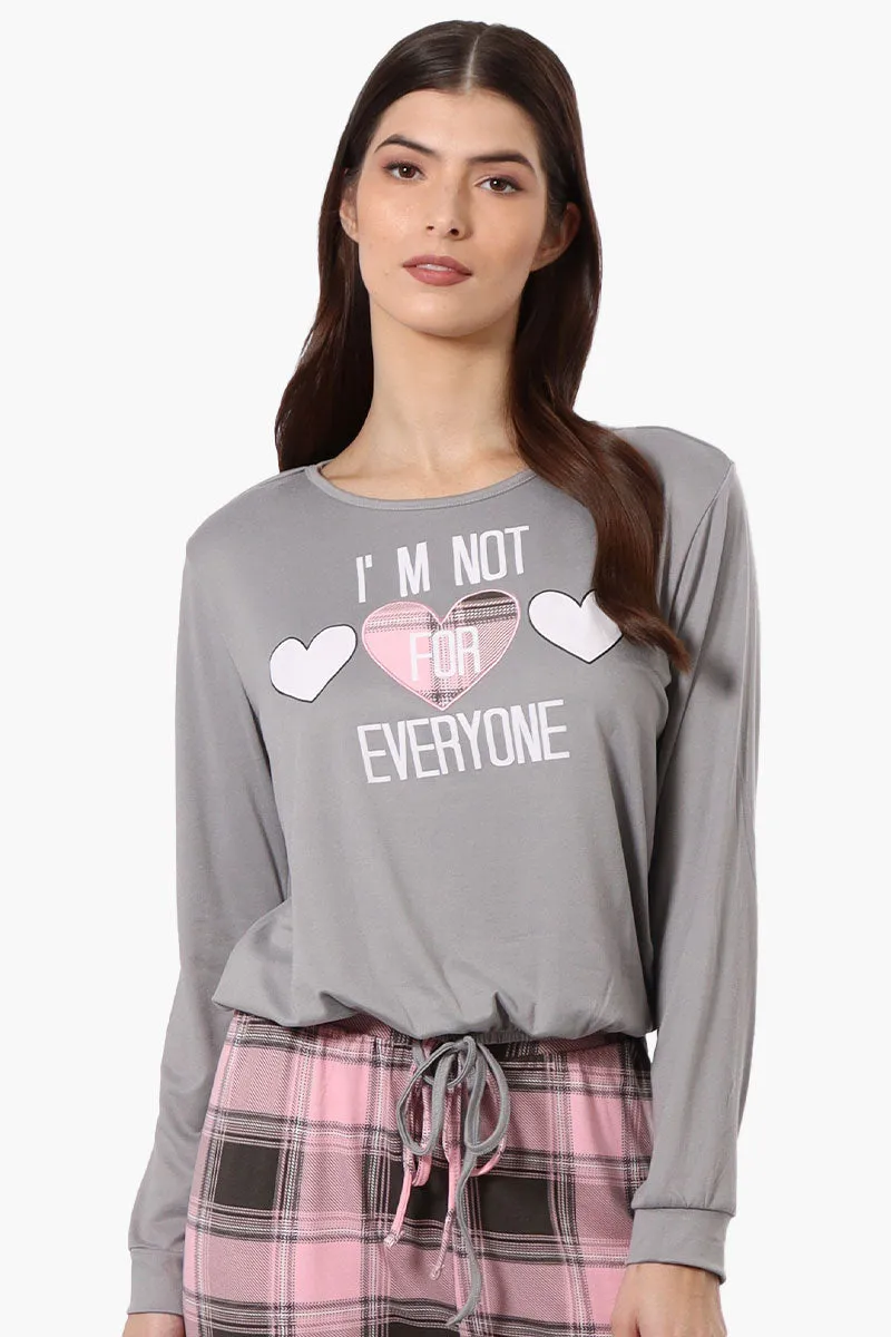 Cuddly Canuckies I'm Not For Everyone Print Pajama Top - Grey