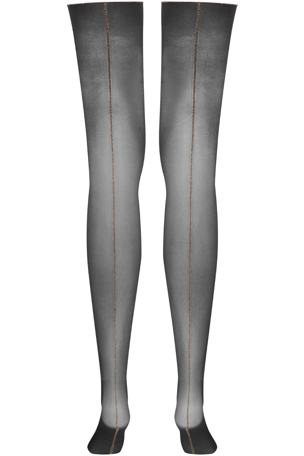 Cut & Curled Gold Seam Stockings in Black 20 Denier