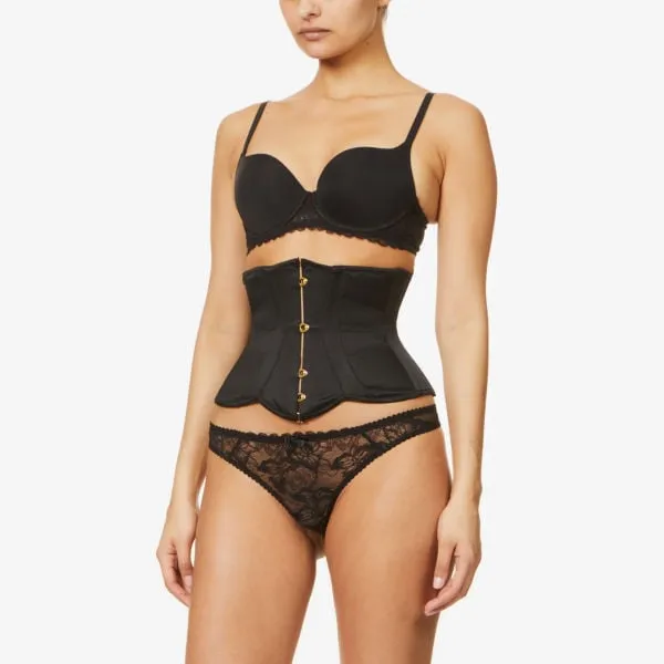 Damson lace-up satin corset Agent Provocateur, black
