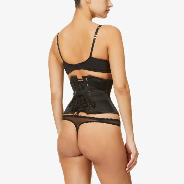 Damson lace-up satin corset Agent Provocateur, black