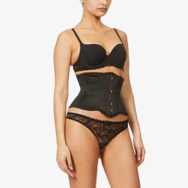 Damson lace-up satin corset Agent Provocateur, black