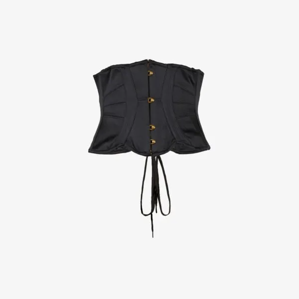 Damson lace-up satin corset Agent Provocateur, black