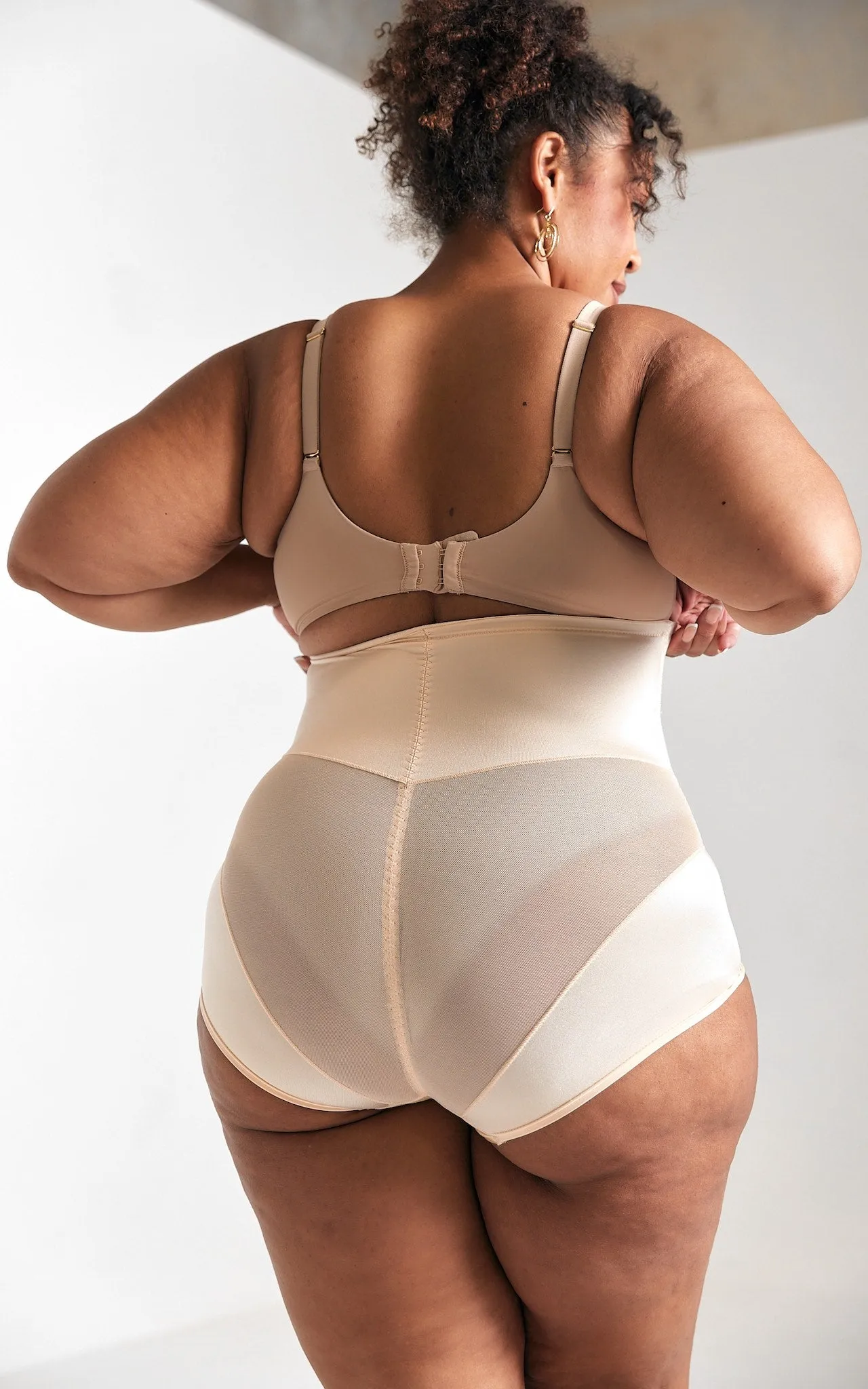 Ellie High Waisted Zipper Open Front Closure Shapewear Briefs - Nude