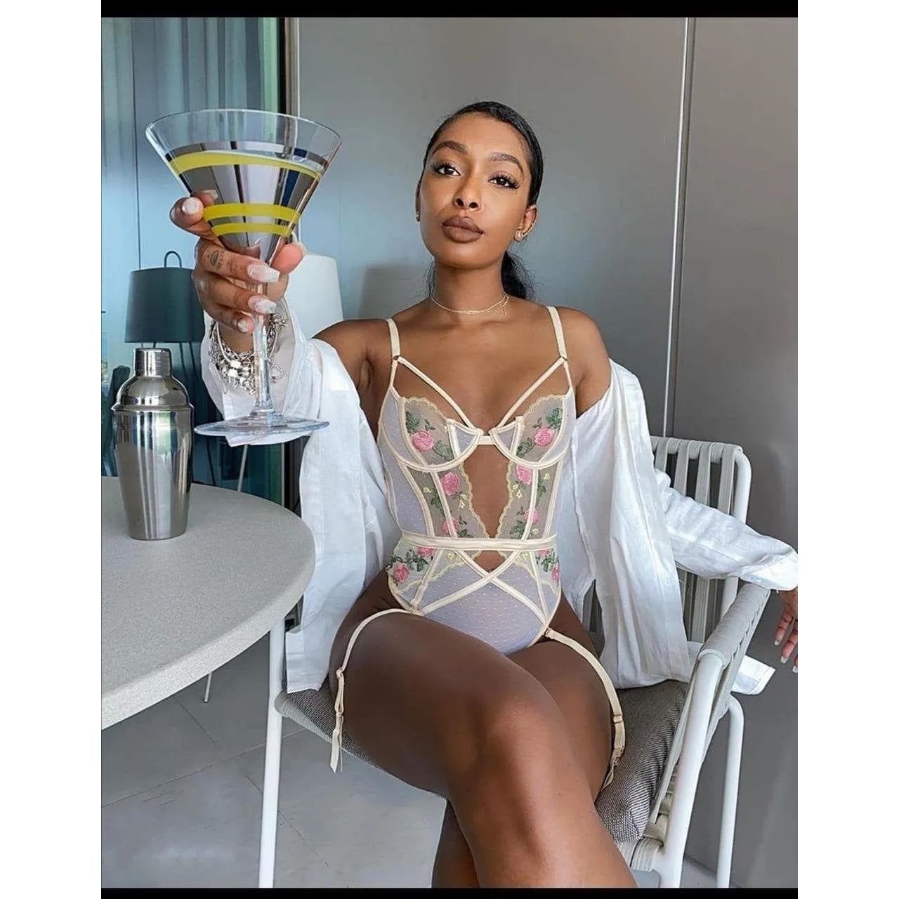 Floral Embrodiery Lace Lingerie.