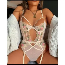 Floral Embrodiery Lace Lingerie.