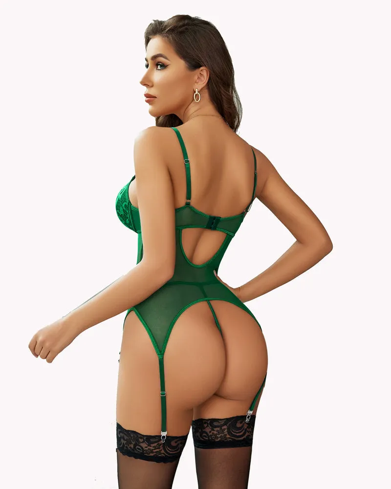 Floral Lace Corsets and Panty Set