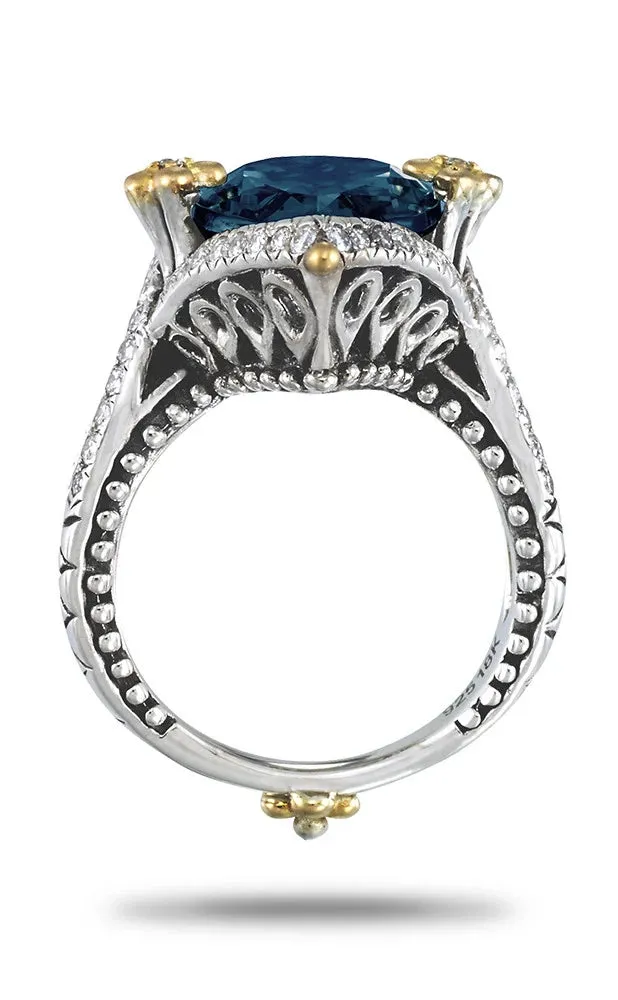 Flower Dance Ring – Diamond & London Blue Topaz