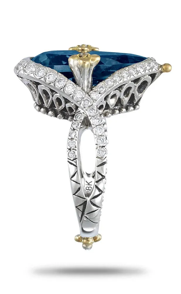 Flower Dance Ring – Diamond & London Blue Topaz
